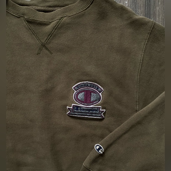 Vintage Champion crew neck in olive green - Size Large - Picture 3 of 3